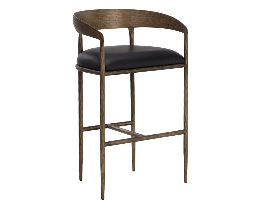 ZANATTA BARSTOOL - CHARCOAL BLACK LEATHER