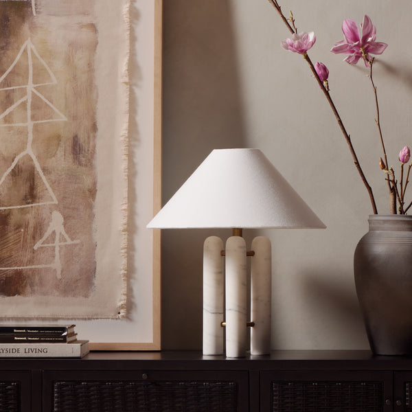 Medici Table Lamp In Chrcl And White Mrbl