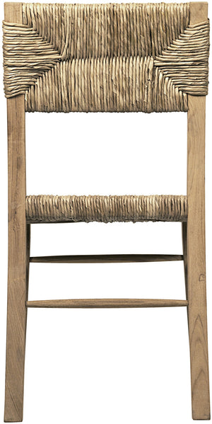 Faley Teak Chair with Rush Seagrass Weave and Clear Flat Finish