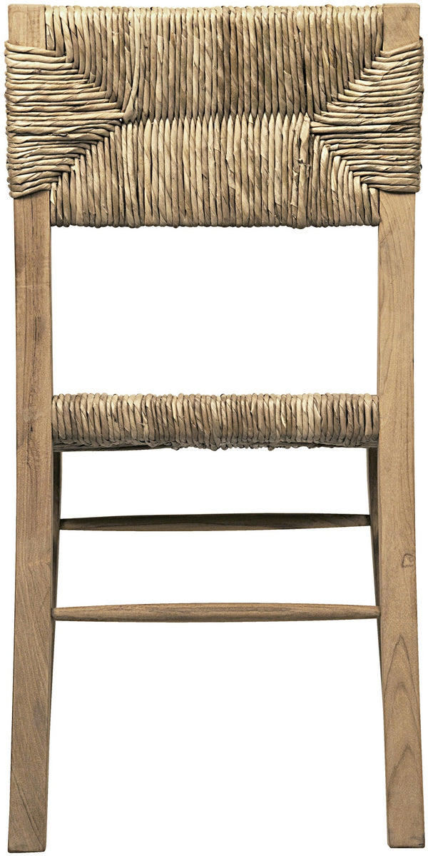 Faley Teak Chair with Rush Seagrass Weave and Clear Flat Finish