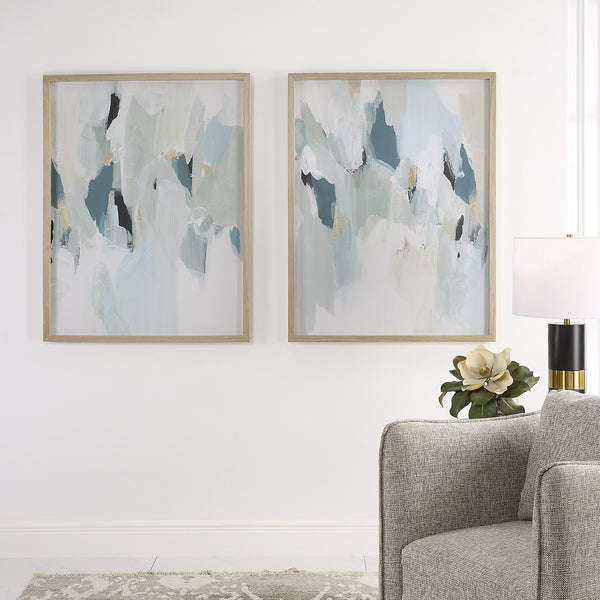 Seabreeze Abstract Framed Canvas Prints Set/2