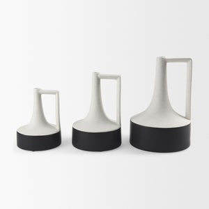 Burton 13.1H Large White and Black Ceramic Jug Vase