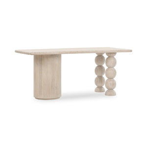 Adir Solid Wood Desk with Sphere Legs in Cream