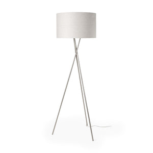 Ambrose 20.0L x 20.0W x 61.8H Silver Metal W/Beige Fabric Shade Floor Lamp
