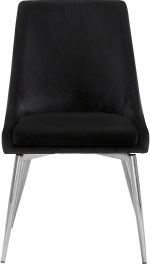 Lynette Dining Chair In Black Velvet and Chrome
