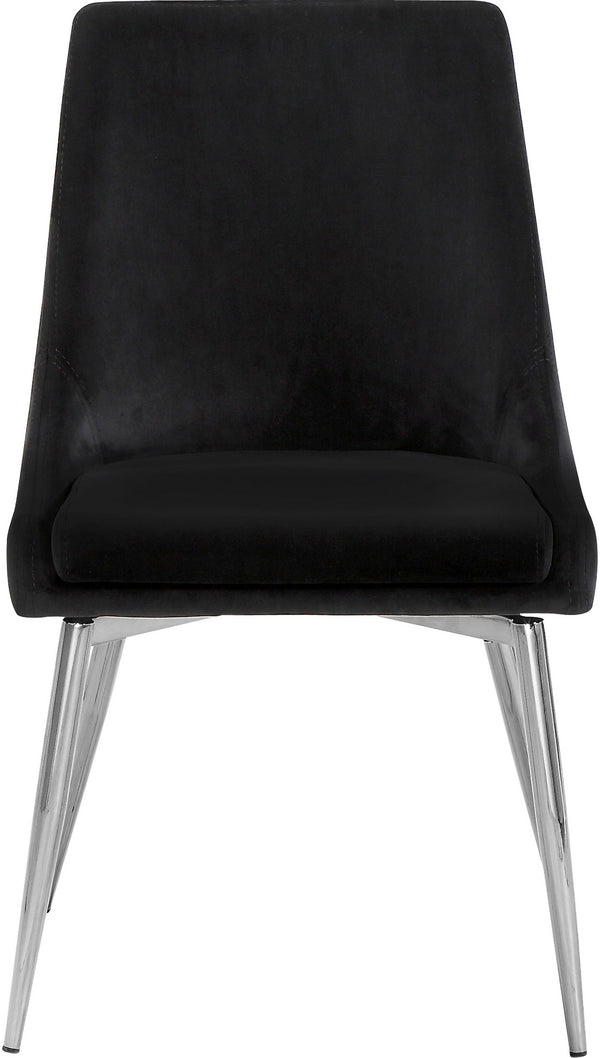 Lynette Dining Chair In Black Velvet and Chrome