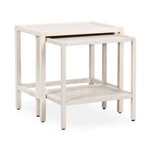Devin Solid Wood Nesting Tables in Milk White