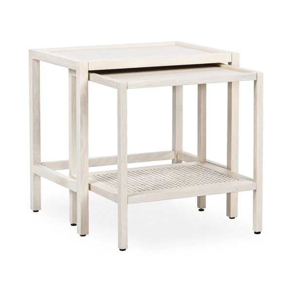 Devin Solid Wood Nesting Tables in Milk White