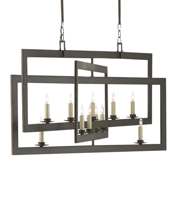 Middleton Bronze Rectangular Chandelier In Bronze Gold
