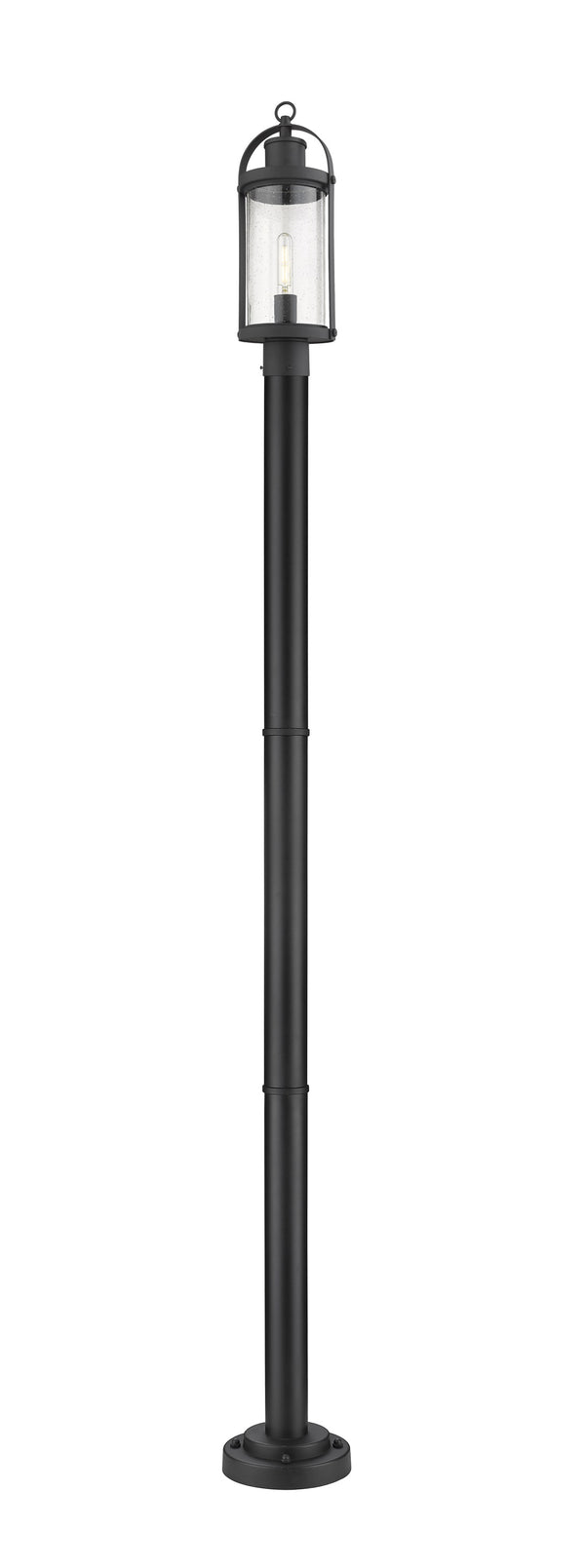Roundhouse 1 Light Outdoor Post Mounted Fixture in Black Finish