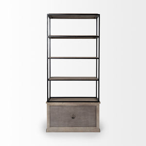 Braxton II Light Brown Wood and Iron Three Shelf Shelving Unit 41.5L x 18.5W x 9