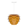 Aluvia Mini Hardwired Pendant in Saffron with White Cord