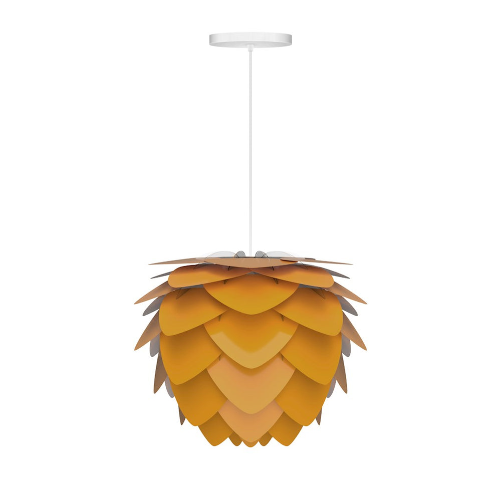 Aluvia Mini Hardwired Pendant in Saffron with White Cord