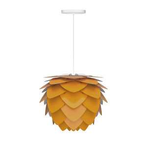 Aluvia Mini Hardwired Pendant in Saffron with White Cord