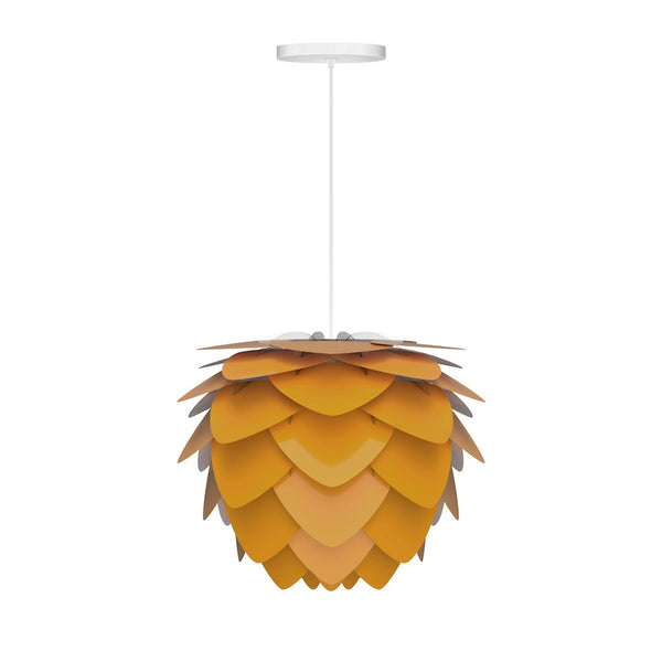 Aluvia Mini Hardwired Pendant in Saffron with White Cord