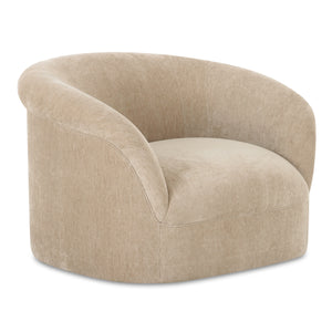 Thora Lounge Chair in Beige Velvet Upholstery