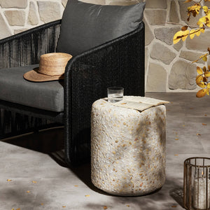 Orlan Outdoor End Table In Pure Terrazzo