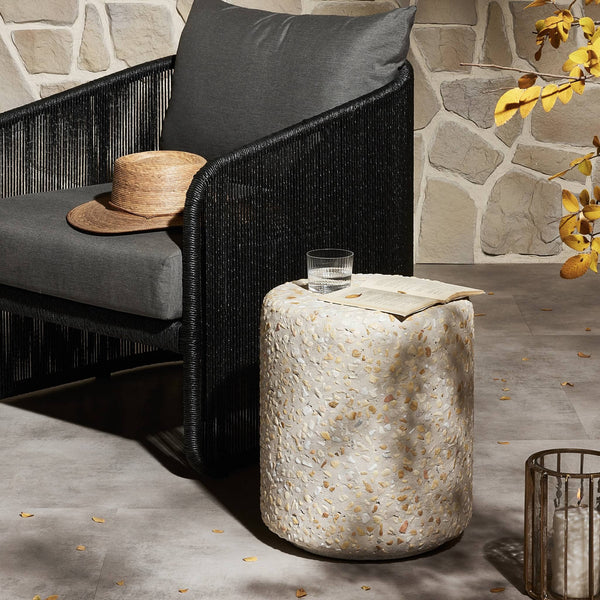 Orlan Outdoor End Table In Pure Terrazzo
