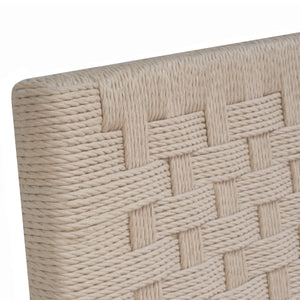 NATURAL ROPE BASKETWEAVE PATTERN COUNTER STOOL WITH ANTIQUE BRASS STRETCHER
