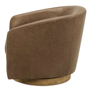 Moe's Oscy Leather Swivel Chair in Tan