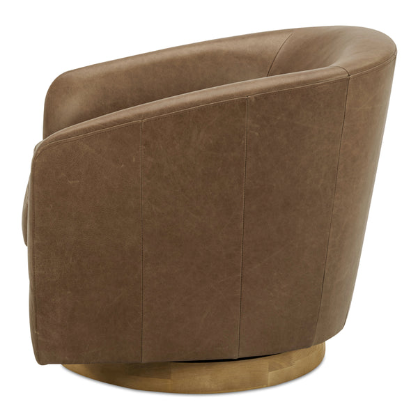 Moe's Oscy Leather Swivel Chair in Tan