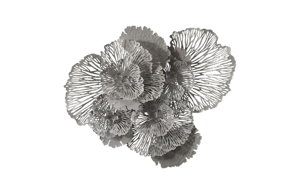 Flower Wall Art, Large, Gray, Metal