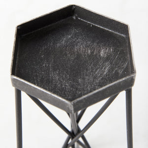 Sixx II Large Antiqued Metal Hexagonal Table Candle Holder