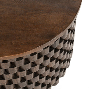 Norwood Solid Wood Round End Table - Bark Brown