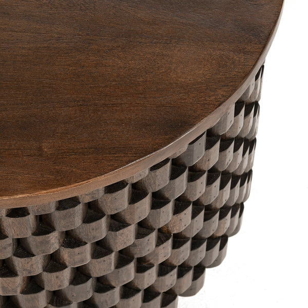 Norwood Solid Wood Round End Table - Bark Brown
