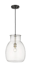 Bella 1 Light Pendant in Matte Black + Brushed Nickel Finish