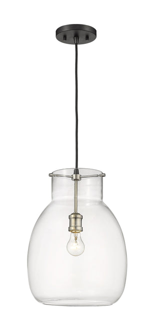 Bella 1 Light Pendant in Matte Black + Brushed Nickel Finish