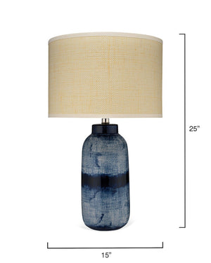 Batik Ceramic Table Lamp with Raffia Shade