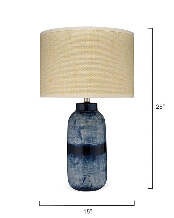 Batik Ceramic Table Lamp with Raffia Shade