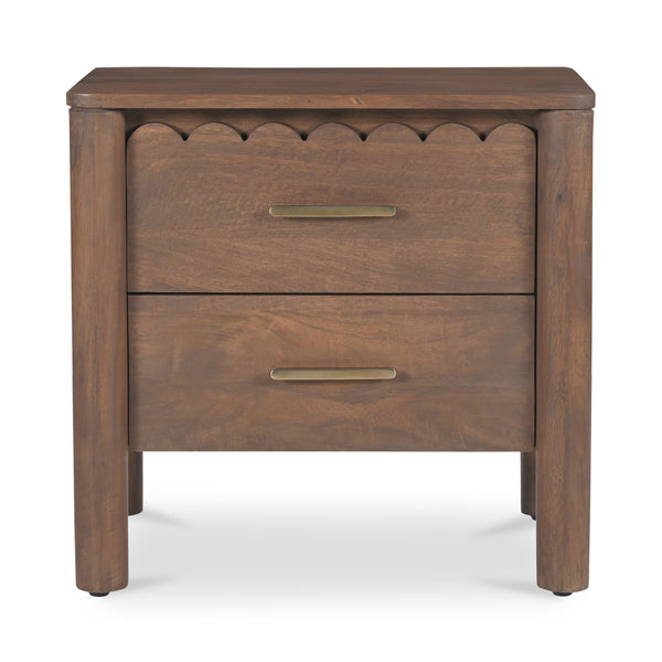 Wiley Nightstand in Vintage Brown with Brass Handles
