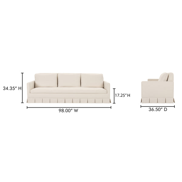 Moe's Pellicano Sofa in Cream Performance Fabric