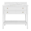BATH VANITY WITH FLUTED LEG AND OPEN CANE SHELF