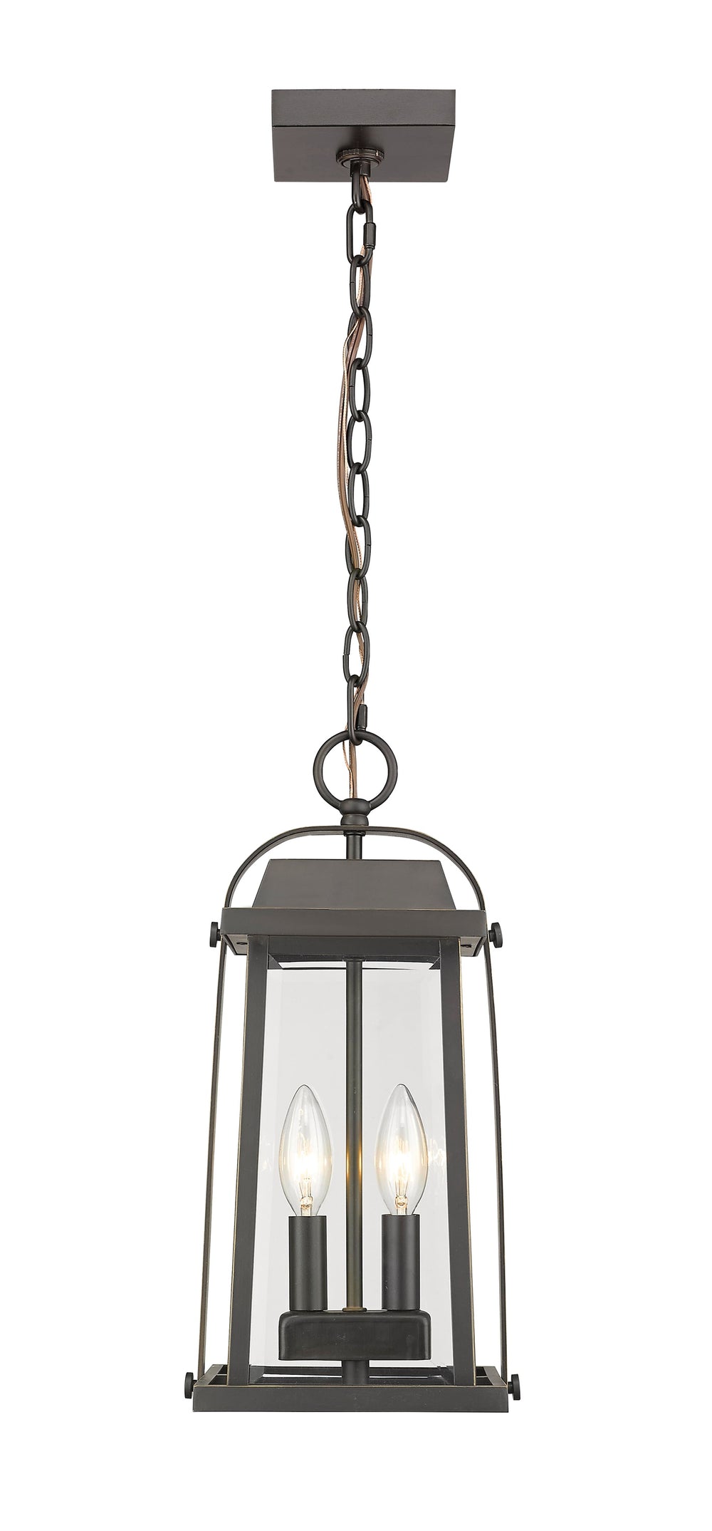 Millworks 2 Light Outdoor Chain Mount Ceiling Fixture in Oil Rubbed Bronze Finish