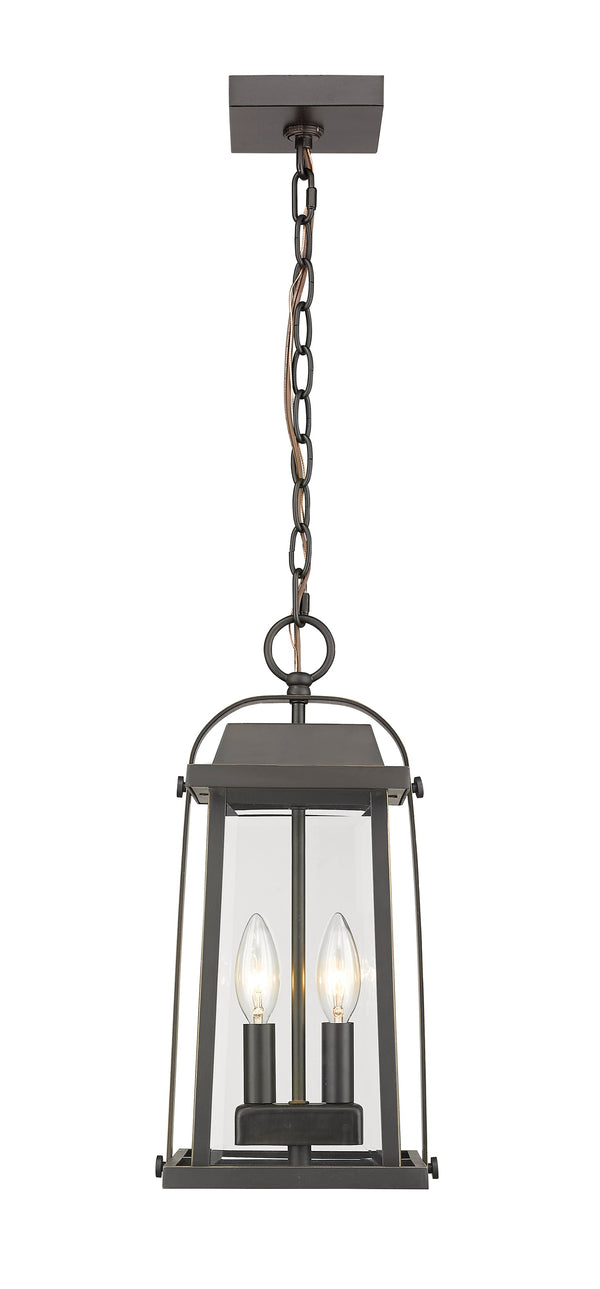 Millworks 2 Light Outdoor Chain Mount Ceiling Fixture in Oil Rubbed Bronze Finish