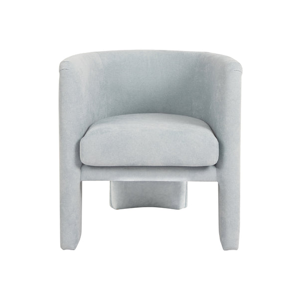 THREE LEG FULLY UPHOLSTERED BARREL CHAIR IN PERFORMANCE LIGHT BLUE CHENILLE