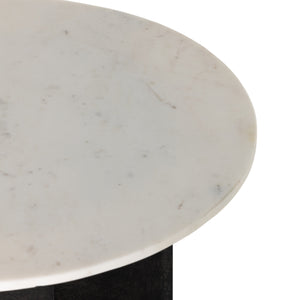 Terrell Round End Table In Plsh White