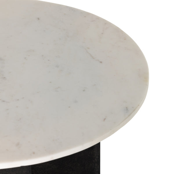 Terrell Round End Table In Plsh White