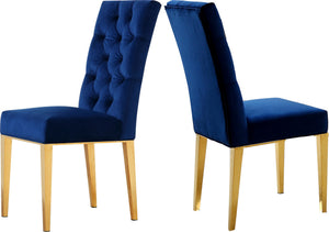 Orville Dining Chair In Navy Velvet