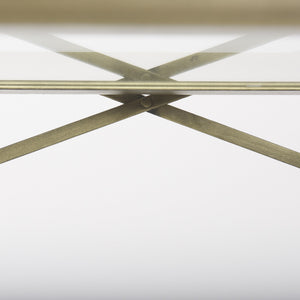 Trey 72.0L x 16.0W x 30.0H Gold Metal W/Glass Console Table