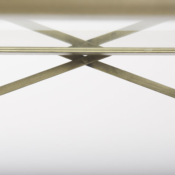 Trey 72.0L x 16.0W x 30.0H Gold Metal W/Glass Console Table