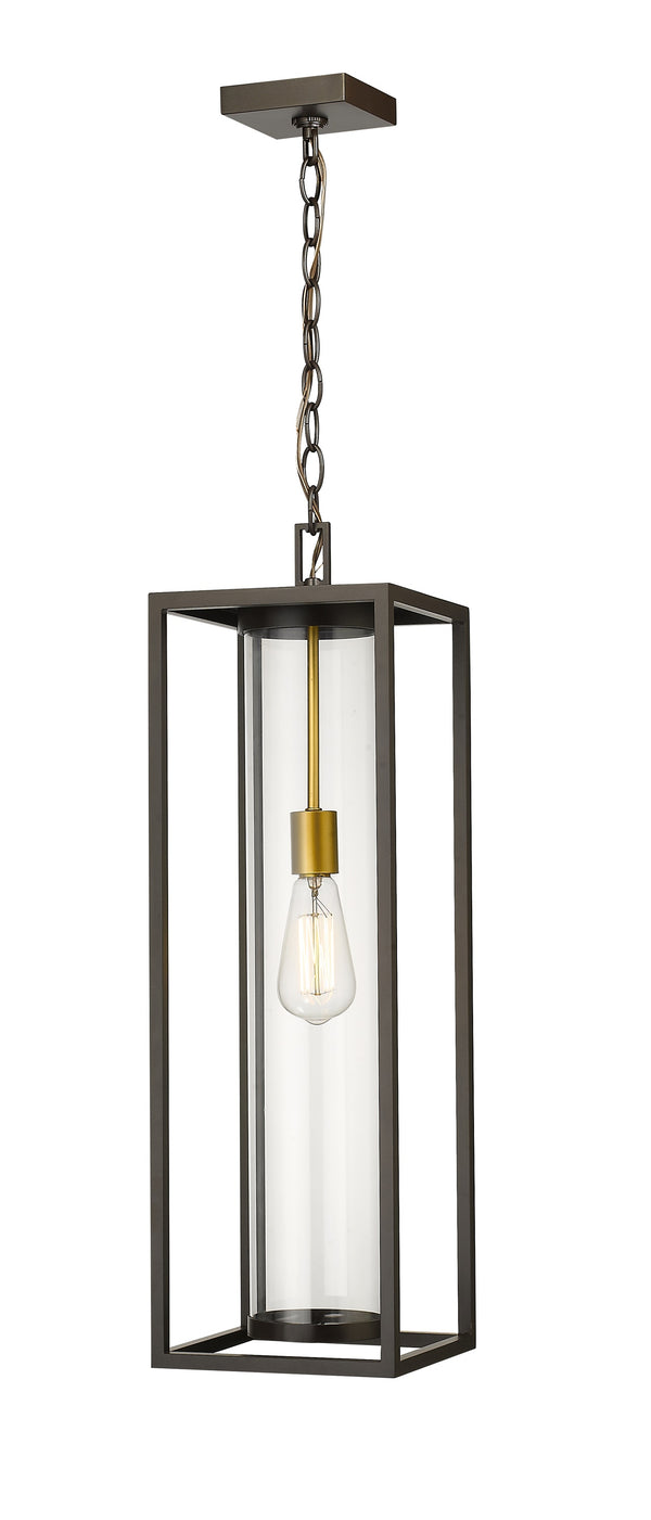 Dunbroch 1 Light Outdoor Chain Mount Ceiling Fixture in Deep Bronze + Outdoor Brass Finish