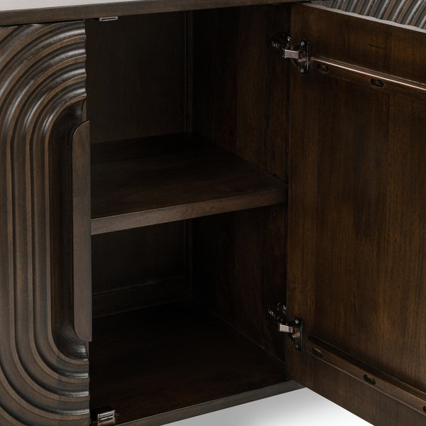 Colson Solid Wood 4Dr Cabinet - Dark Brown
