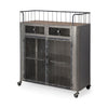 Udo Metal Frame Two Door Cabinet w/Two Drawers & Wood Top Bar Cart