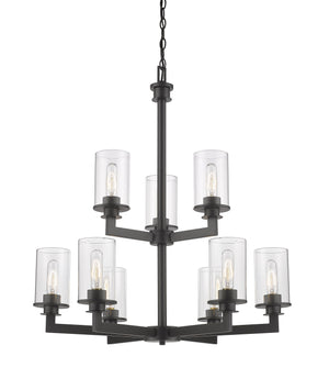 Savannah 9 Light Chandelier in Bronze Finish