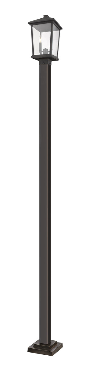 Beacon 2 Light Outdoor Post Mounted Fixture in Oil Rubbed Bronze Finish