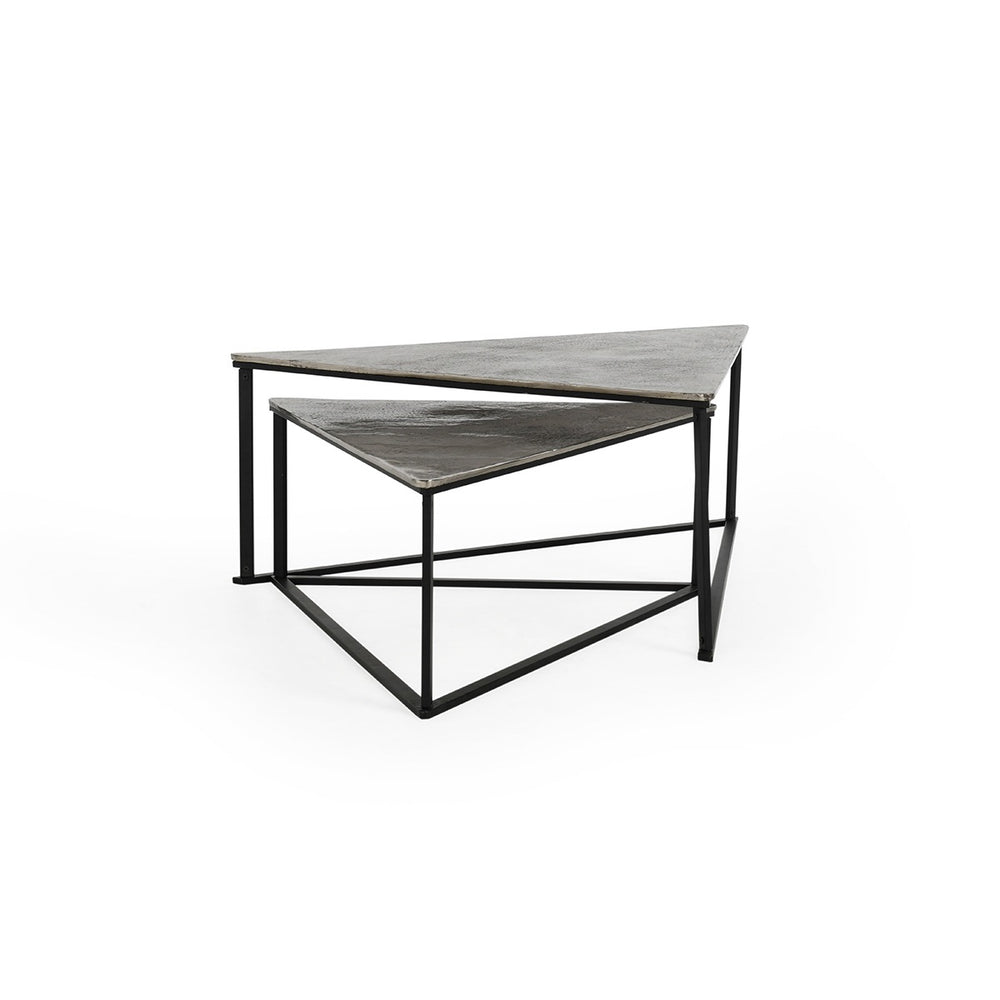 Burton Nesting Coffee Tables Set – Antique Nickel Finish